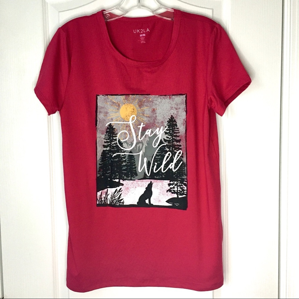 UK2LA Stay Wild Pink Athletic Shirt Medium